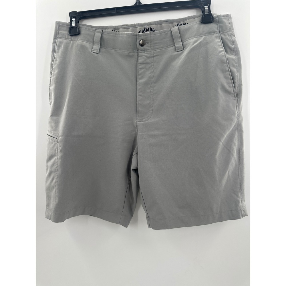 Callaway Mens Golf Shorts Gray Sz 34 Performance Stretch Side Zip Pocket
